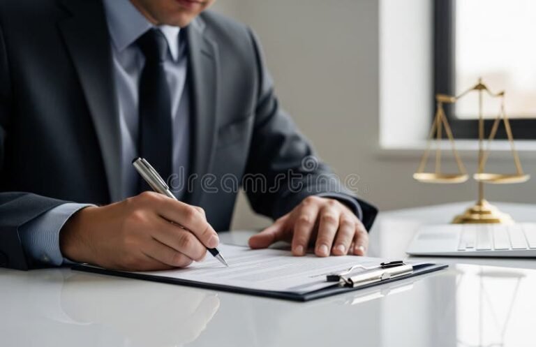 henkilo allekirjoittamassa asiakirjaa rauhallisesti