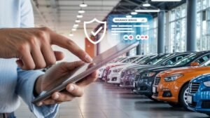 henkilo selaa vakuutuspalvelun mobiilisovellusta