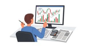 ihmiset analysoimassa osakemarkkinoiden kaavioita