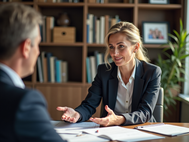 juristi auttamassa perintoasioissa toimistossa