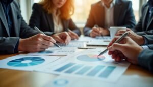 liiketoiminnan kasvuun tahtaava tiimi analysoi dataa